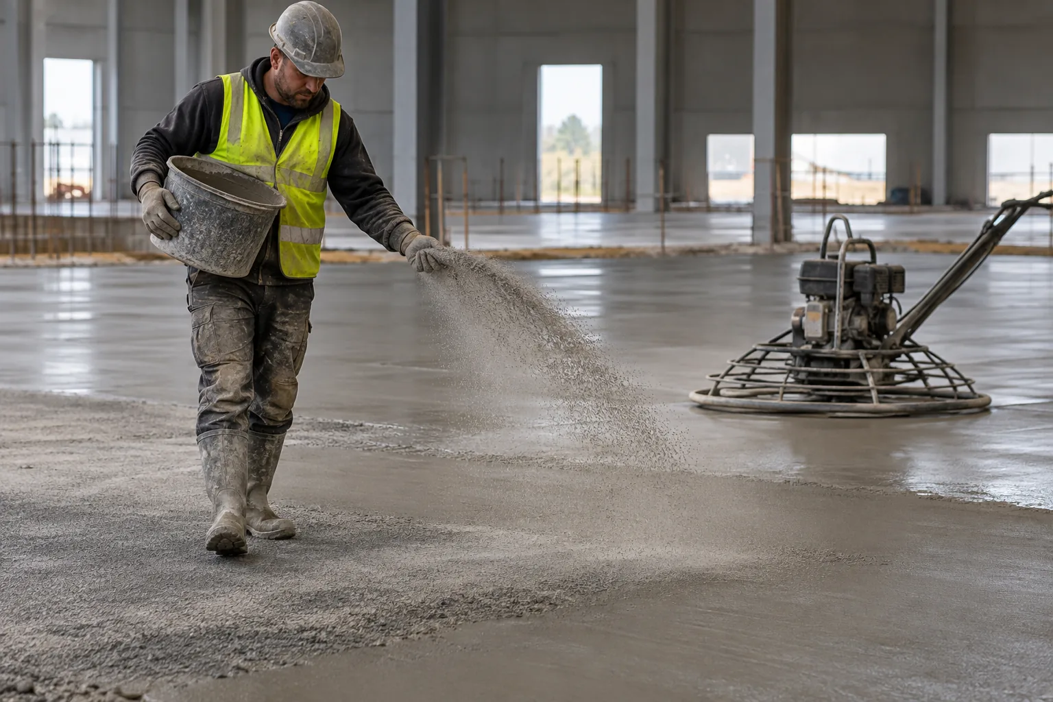 Внесение сухого упрочнителя